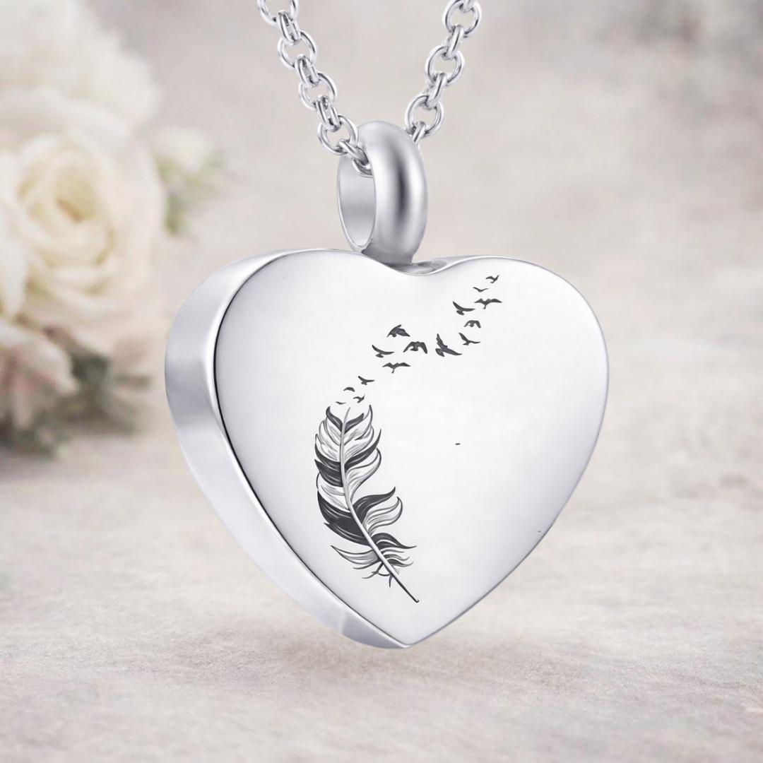 Feather Birds of Love Memorial Urn Necklace