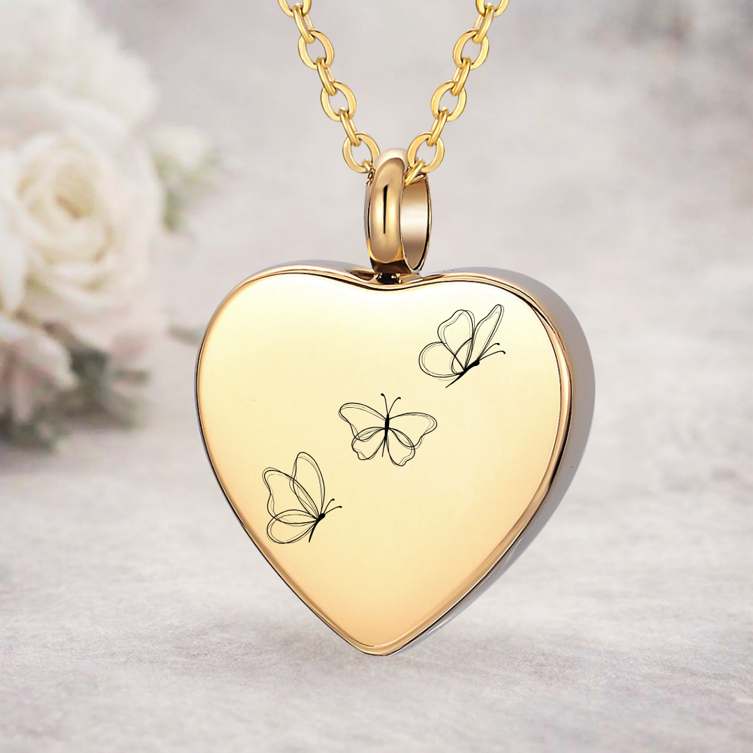 Butterfly of Love Trio Heart Urn Necklace