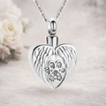 Angel Wings Pawprint Memorial Urn Necklace