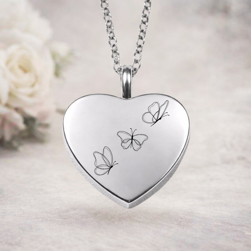 Butterfly of Love Trio Heart Urn Necklace