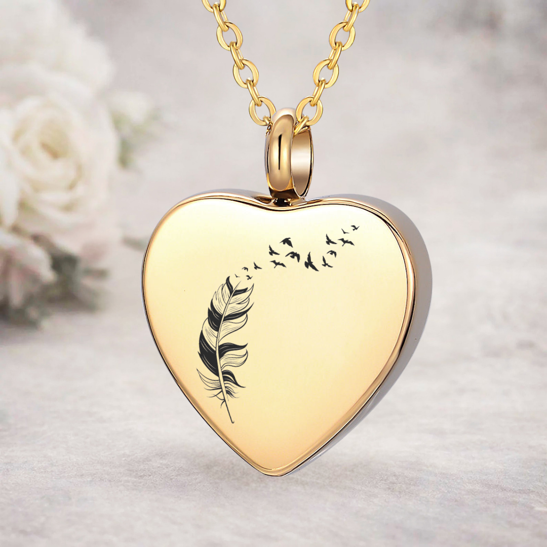 Feather Birds of Love Memorial Urn Necklace