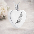 Feather of Love Elegant Heart Urn Necklace