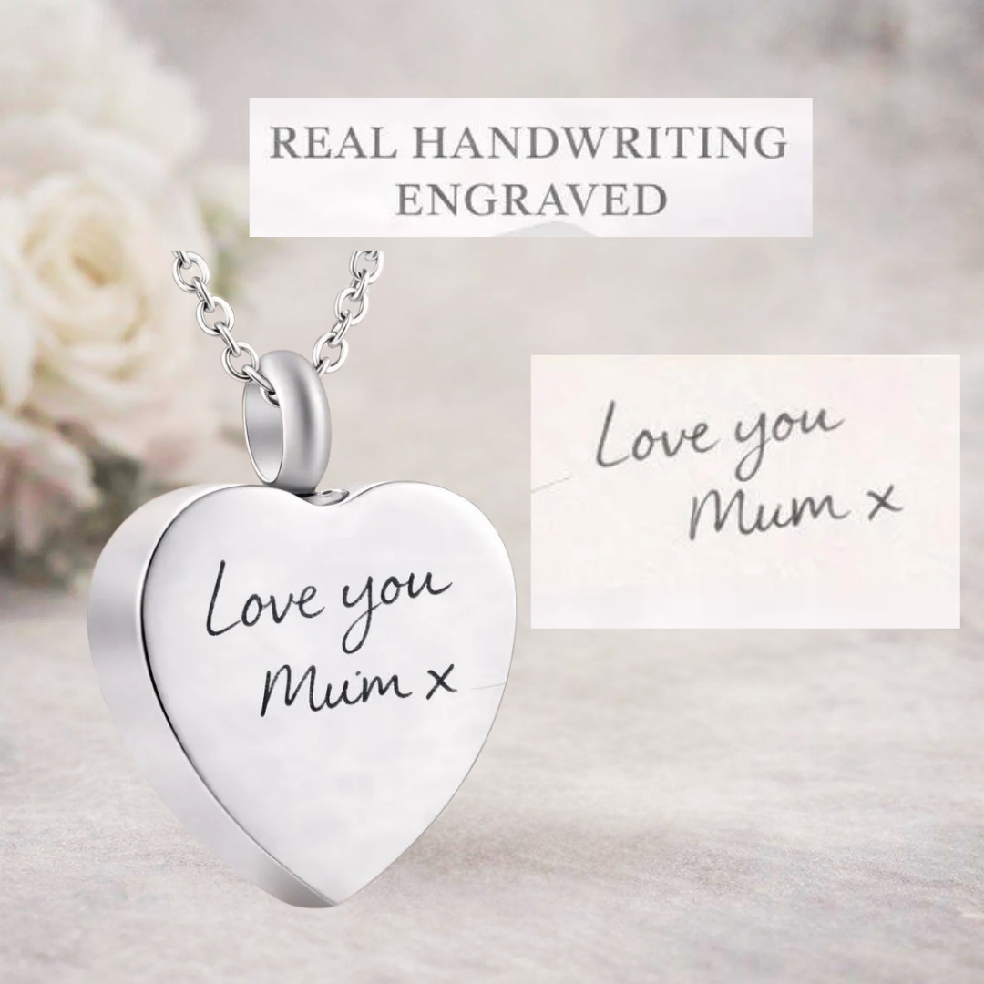Engraved Handwriting Urn Necklace
