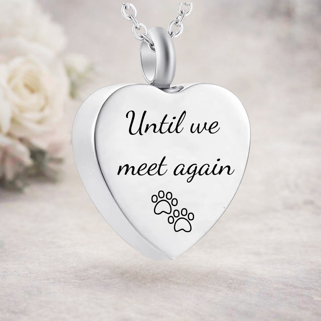 Until We Meet Again Paw Print Urn Necklace